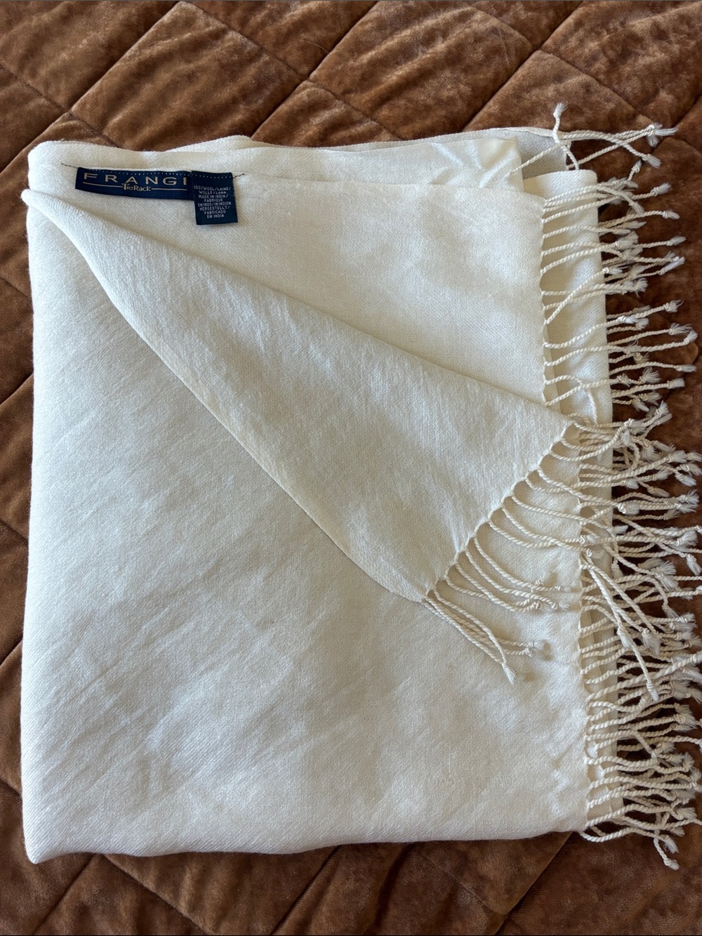 Frangi Cream Wool Fringe Scarf